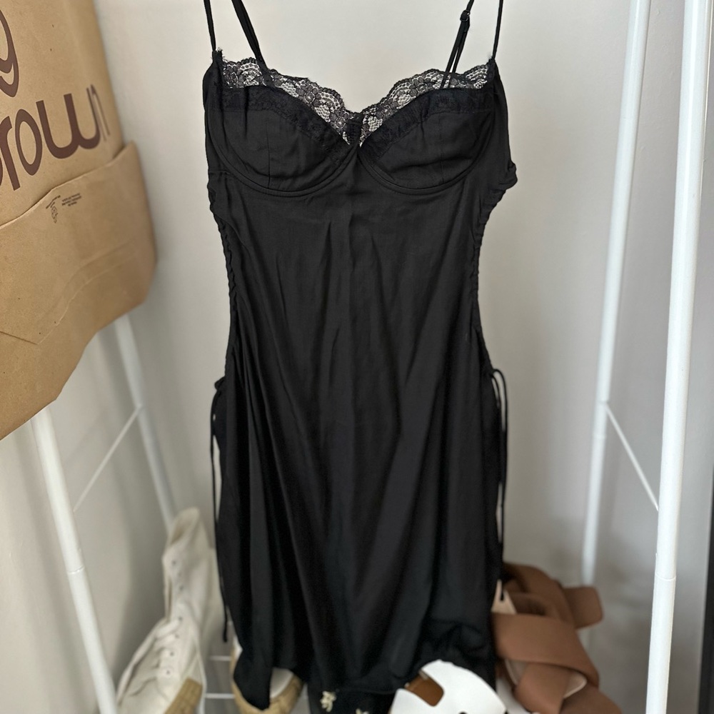 Princess Polly Black Lace Trim Mini Dress